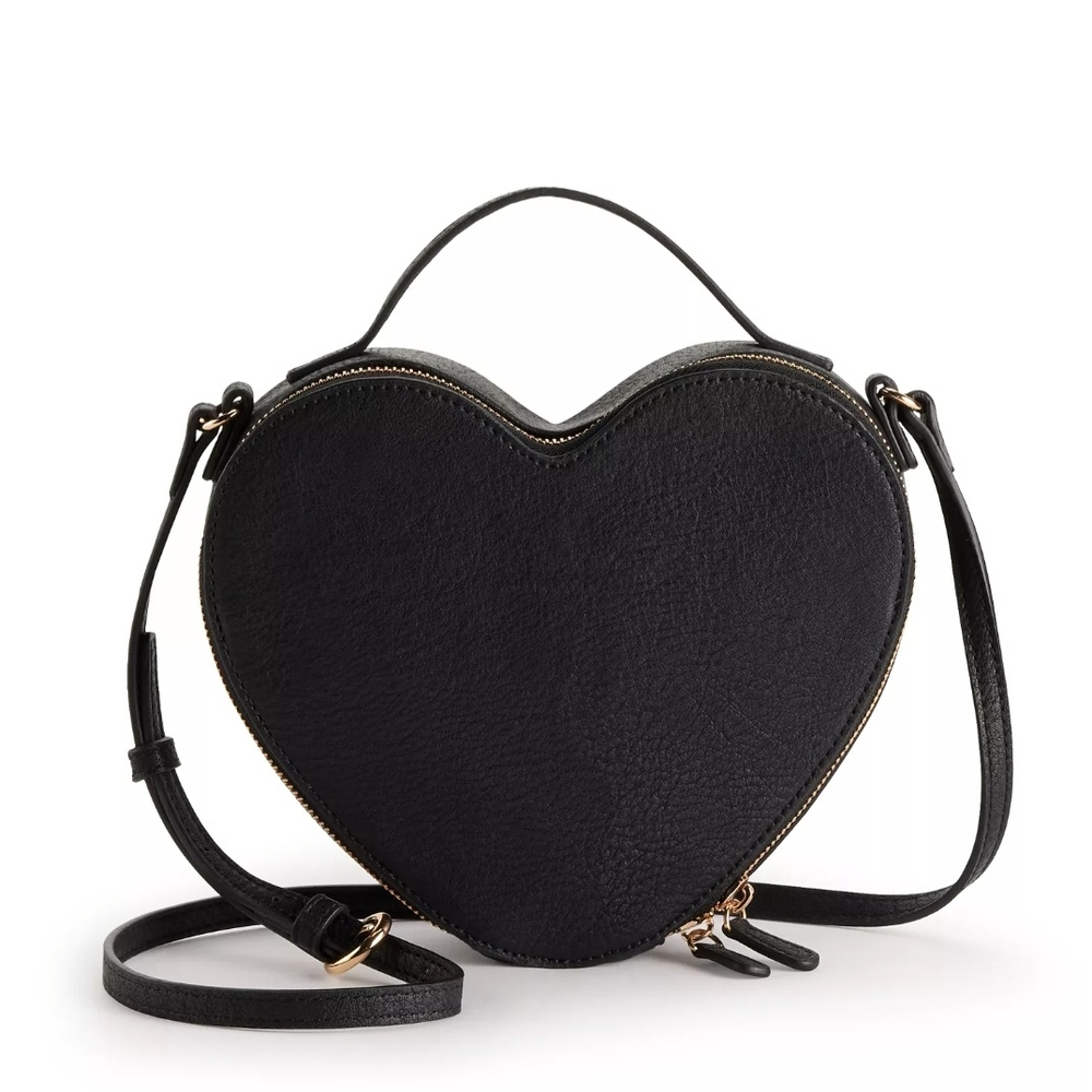 Lauren Conrad Heart-Shaped Black Crossbody Bag